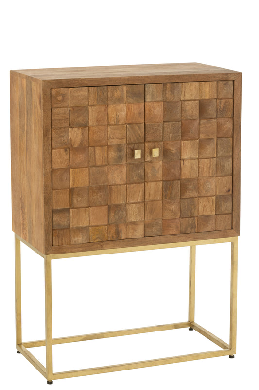 CUPBOARD ON FOOT NINO METAL/MANGO WOOD NATURAL/GOLD