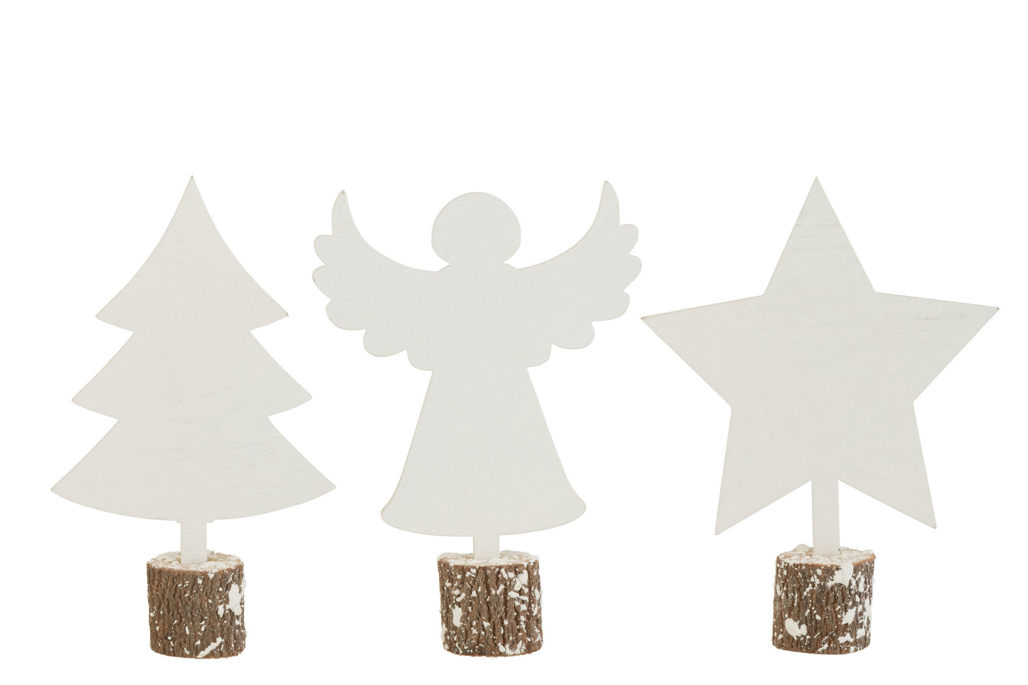 CHRISTMAS FIGURINES PLYWOOD WHITE ASSORTMENT OF 3