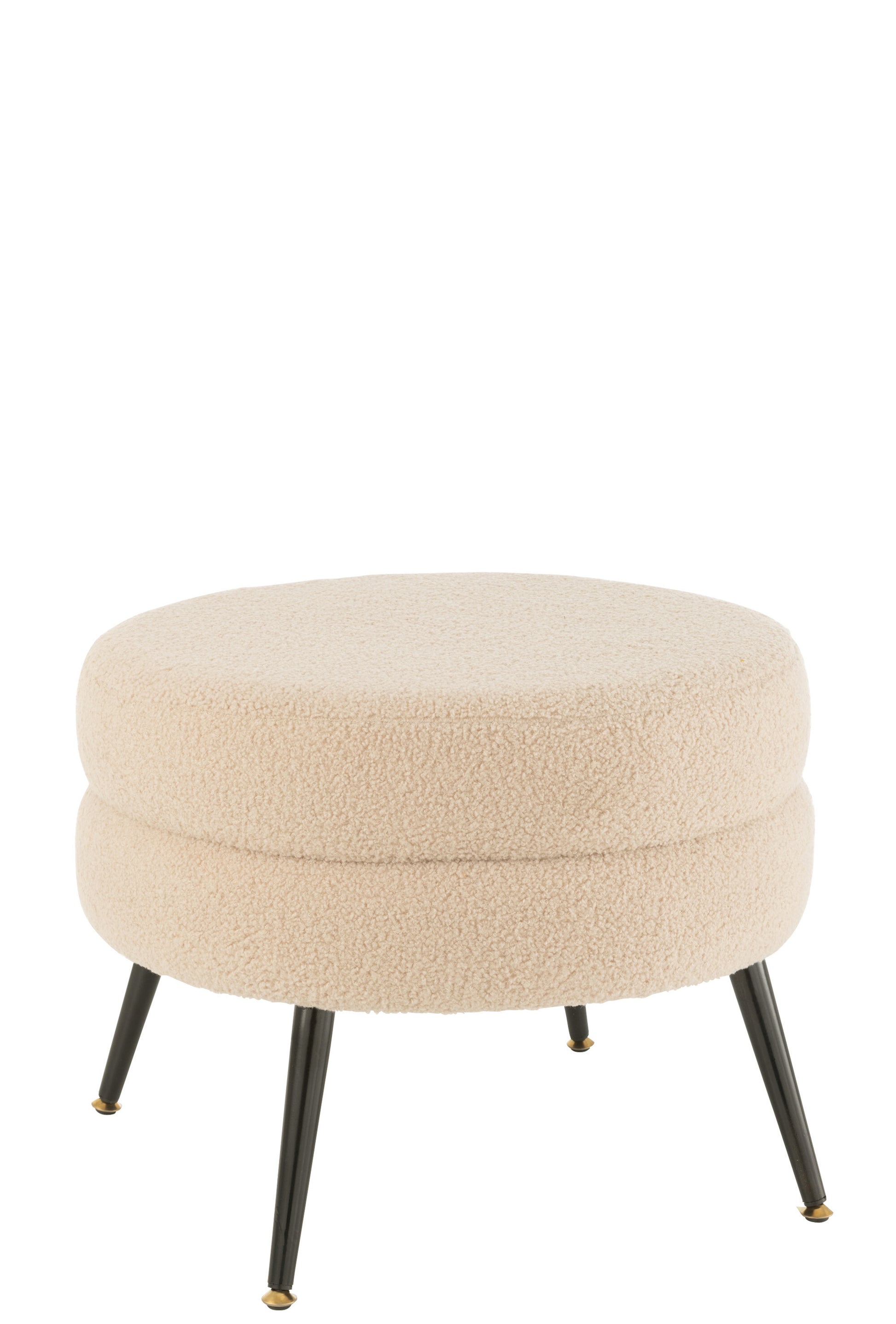 STOOL ROUND METAL LEGS BOUCLÉ WARM BEIGE