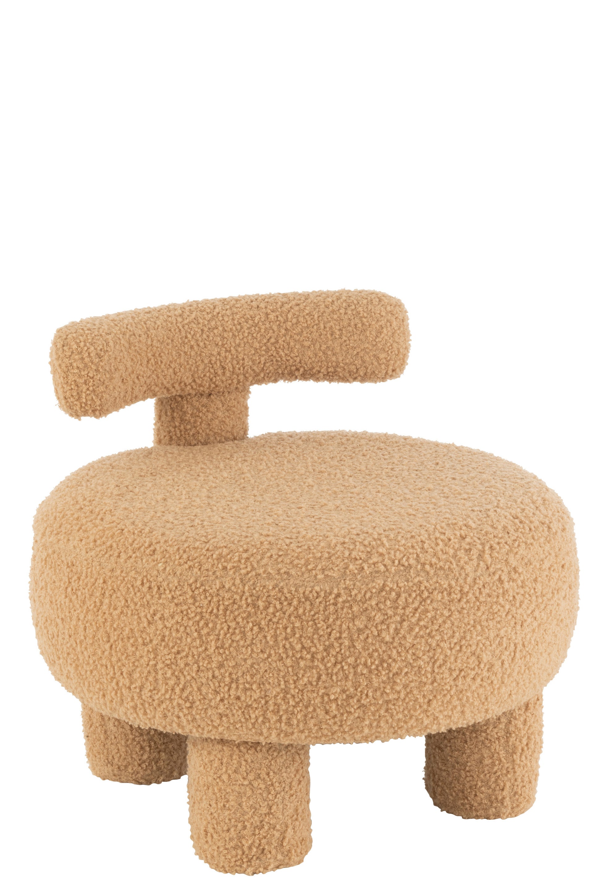 STOOL ROUND WITH CHAIRBACK BOUCLÉ CAMEL