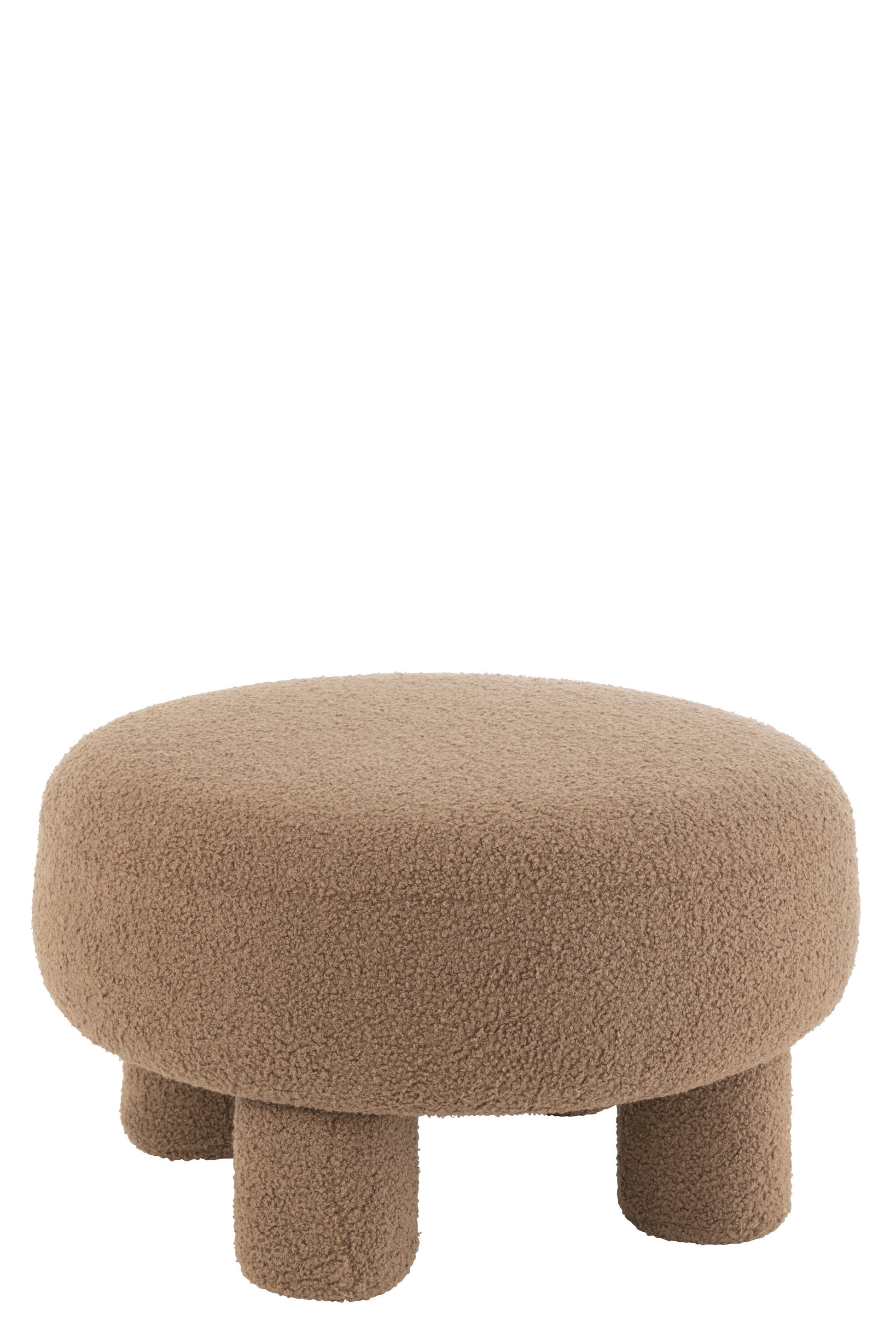 STOOL ROUND TEDDY LEGS BOUCLÉ BROWN