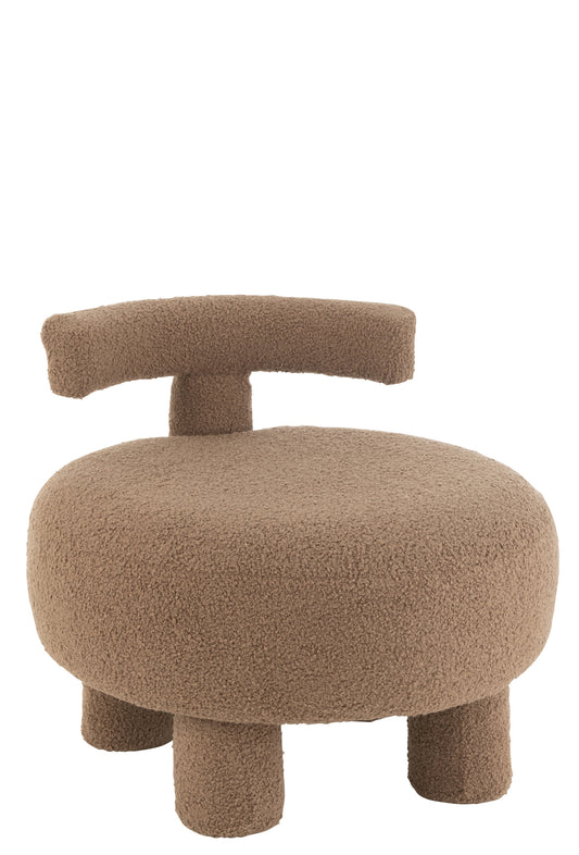 STOOL ROUND WITH CHAIRBACK VELVET BROWN