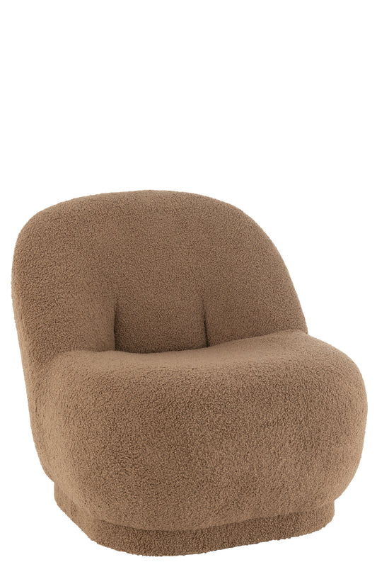 STOOL TEDDY VELVET WHITE BROWN