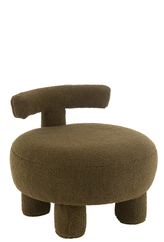 STOOL ROUND WITH CHAIRBACK VELVET GREEN