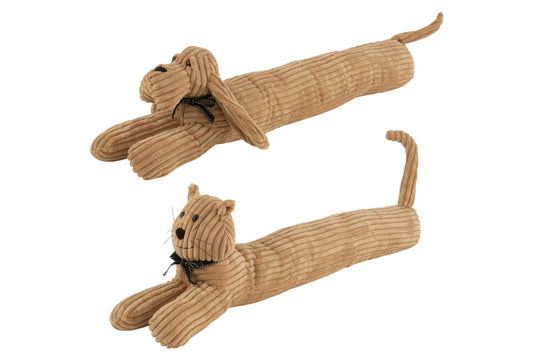 DRAUGHTEXCLUDER DOG/CAT STRIPE TEXTILE CARAMEL ASSORTMENT OF 2