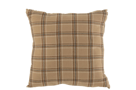 CUSHION CHECKERED TEXTILE BEIGE