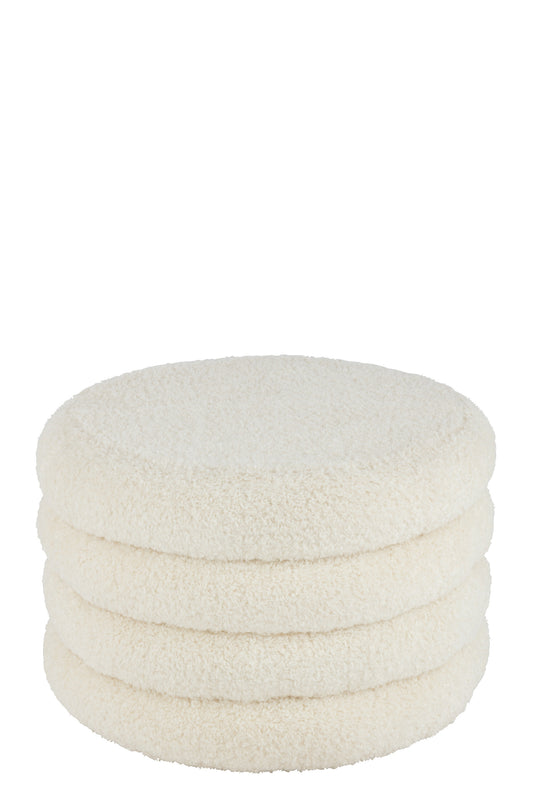 STOOL ROUND TEDDY POLYESTER WHITE