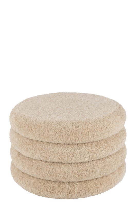 STOOL ROUND TEDDY POLYESTER BEIGE