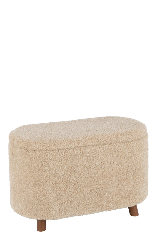 STOOL STORAGE TEDDY POLYESTER BEIGE