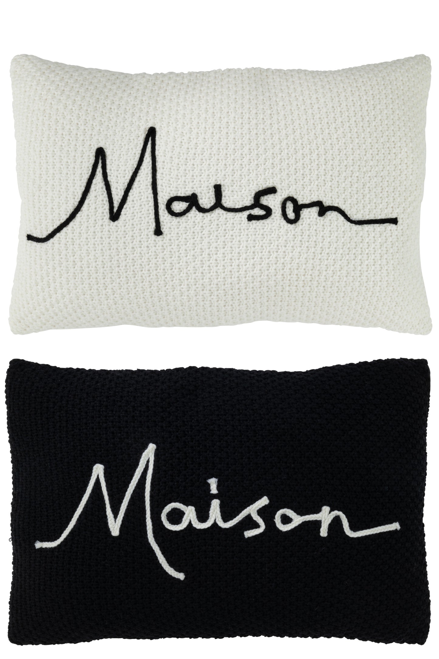 CUSHION EMBROIDERY MAISON ACRYLIC BLACK/WHITE ASS2