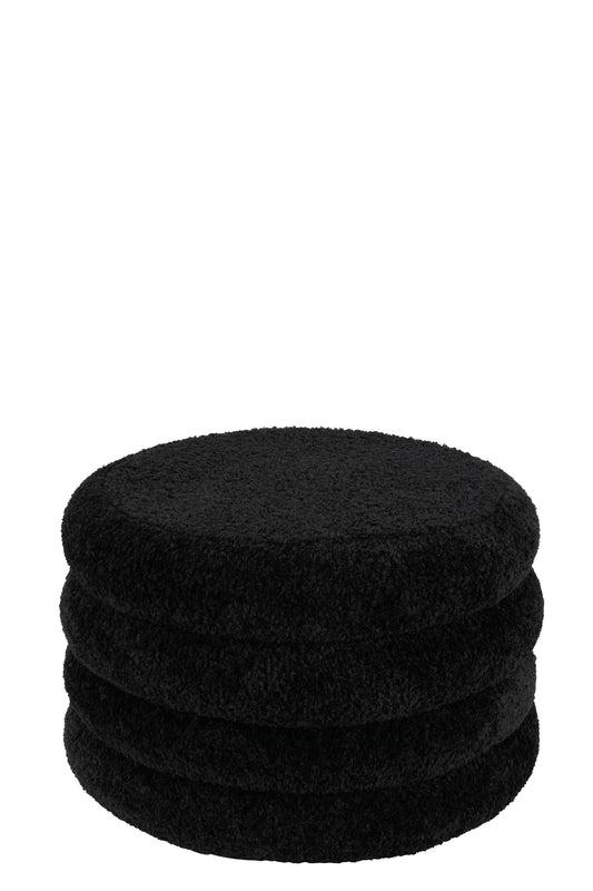 STOOL ROUND TEDDY POLYESTER BLACK