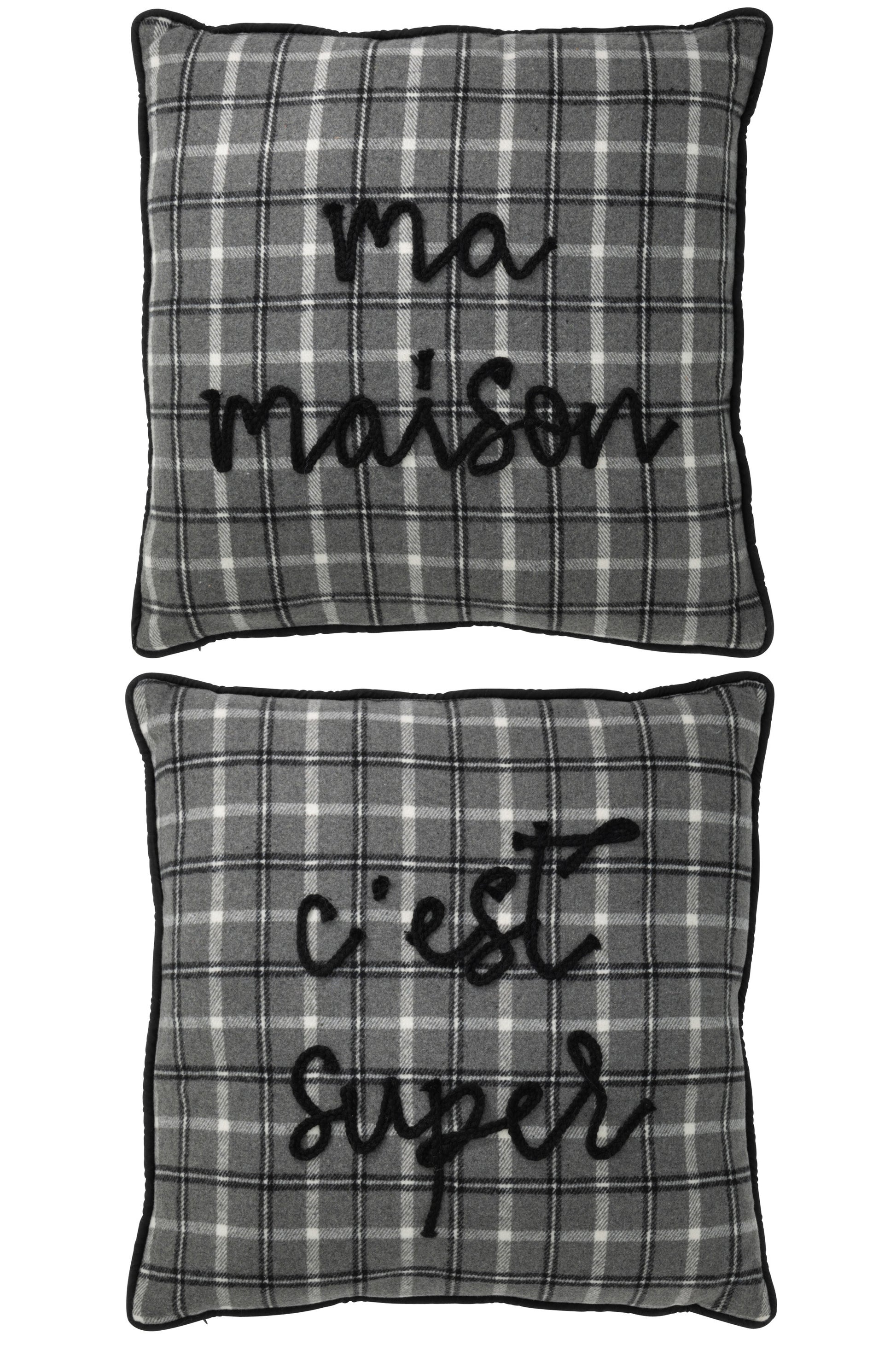 CUSHION TEXT POLYESTER GREY ASS2