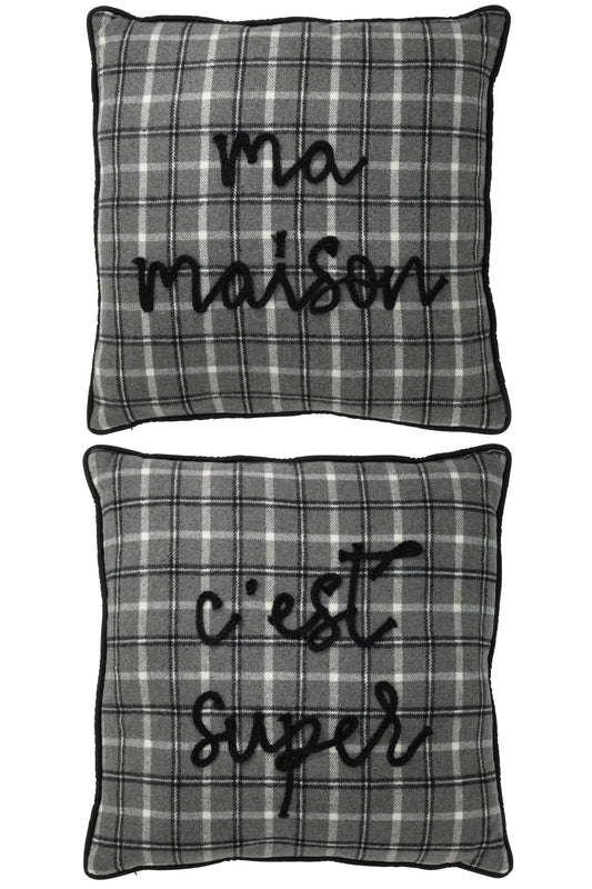 CUSHION TEXT POLYESTER GREY ASS2