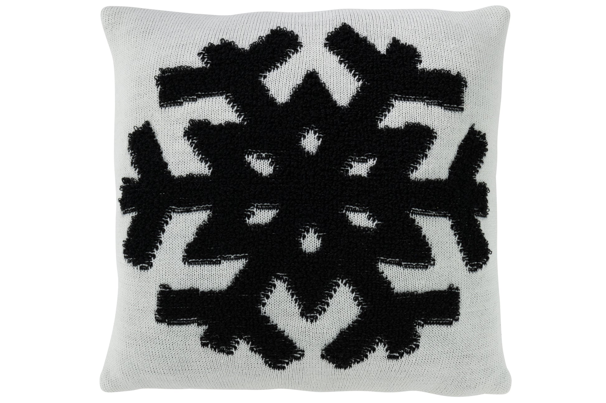 CUSHION SNOWFLAKE POLYESTER WHITE/BLACK