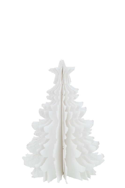 CHRISTMAS TREE WITH STAR COTTON MACHE WHITE