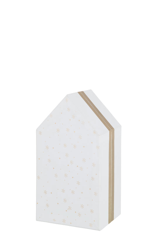 STORAGE BOX HOUSE CARDBOARD WHITE WITH GOLD