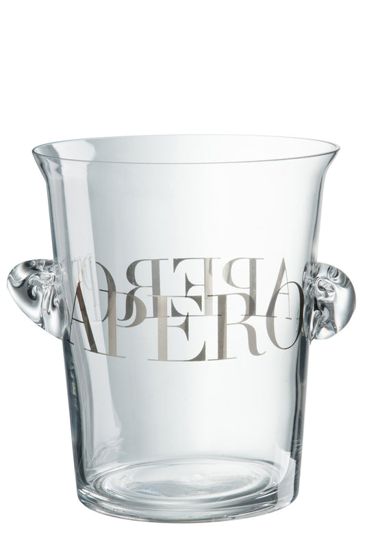 ICE BUCKET APERO GLASS TRANSPARENT/SILVER 19X19X21CM