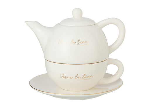 TEA FOR ONE PORCELAIN VISER LA LUNE WHITE/GOLD