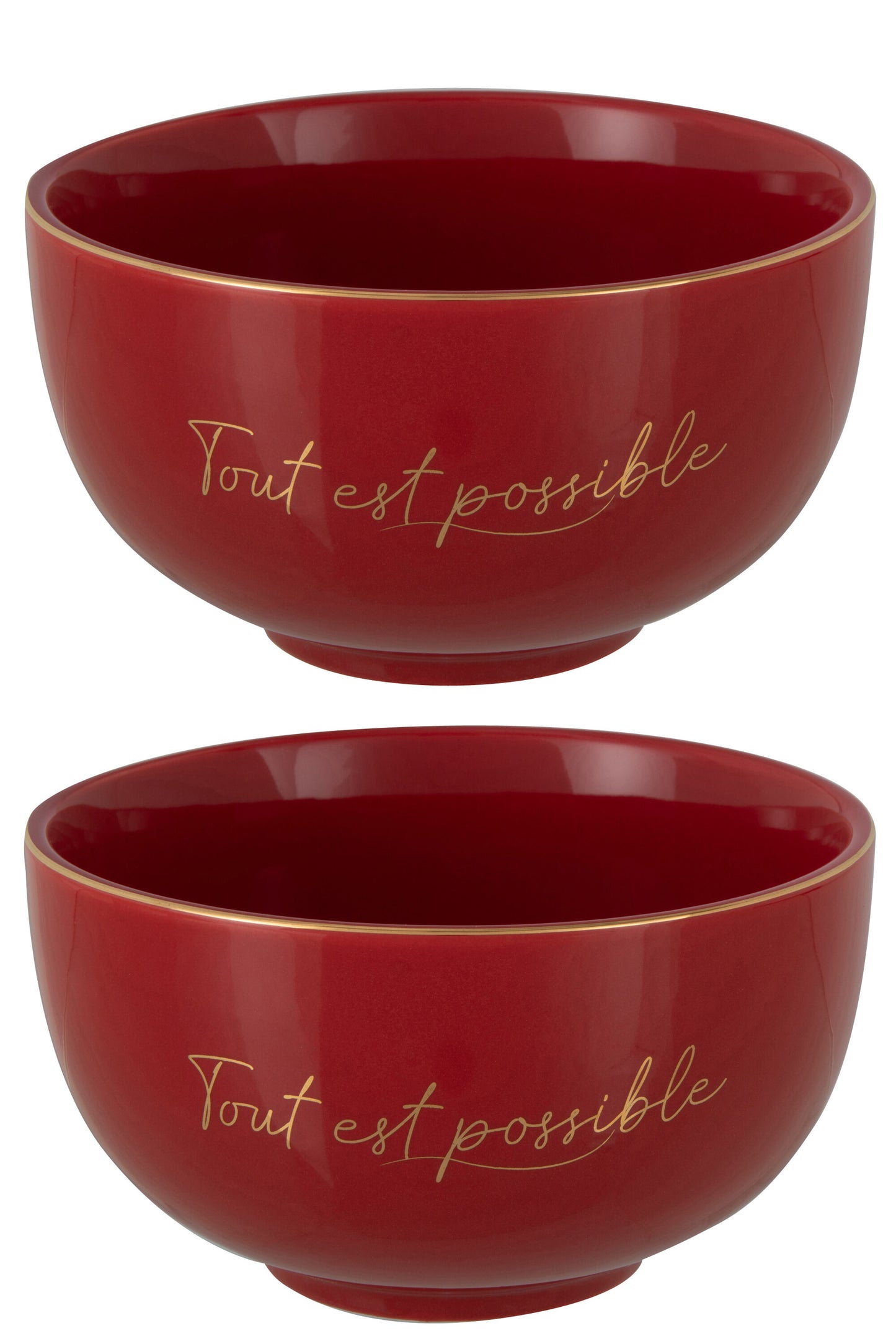 BOX OF 2  BOWL PORCELAIN TOUT EST POSSIBLE RED/GOLD LARGE