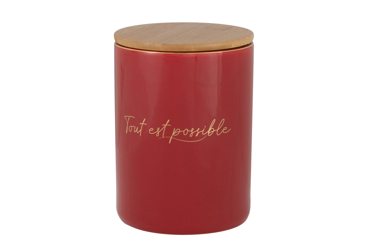 STORAGE JAR PORCELAIN TOUT EST POSSIBLE RED/GOLD