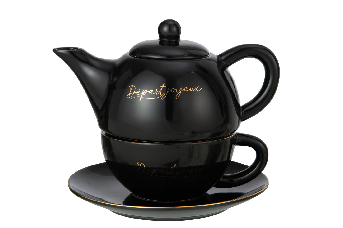 TEA FOR ONE PORCELAIN DÉPART JOYEUX BLACK/GOLD