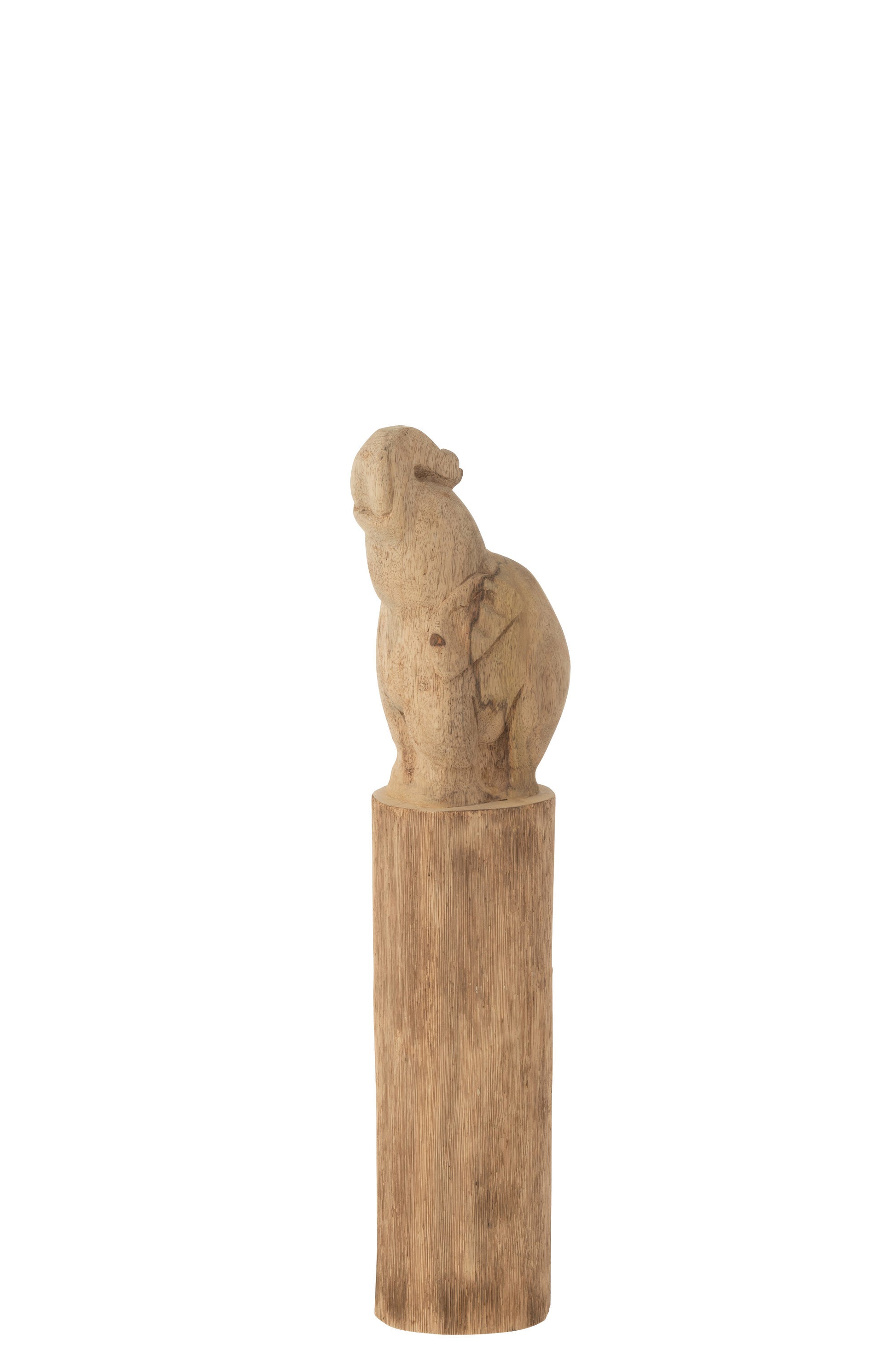 ELEPHANT ON LOG MANGO WOOD NATURAL SMALL