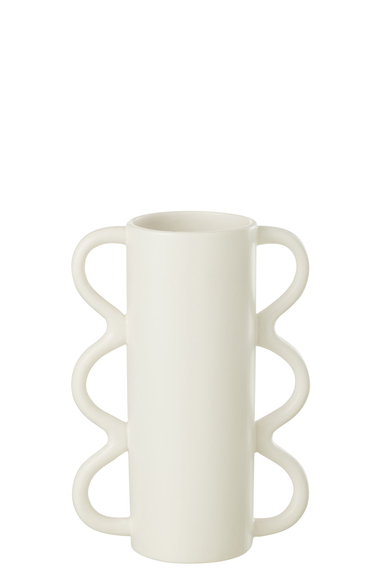 VASE WAVY HANDLE DOLOMITE WHITE SMALL