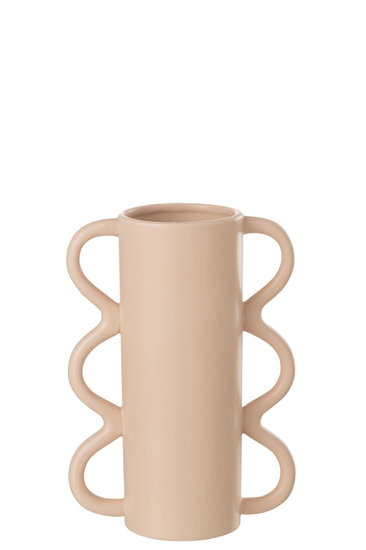 VASE WAVY HANDLE DOLOMITE PINK SMALL