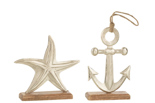 SEA STAR + ANCHOR ALUMINIUM SILVER LARGE ASSORTMENT OF 2