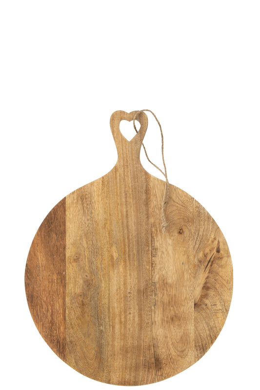 CUTTING BOARD ROUND HEART MANGO WOOD LARGE