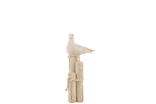 SEAGULL ON STAND POLY BEIGE SMALL