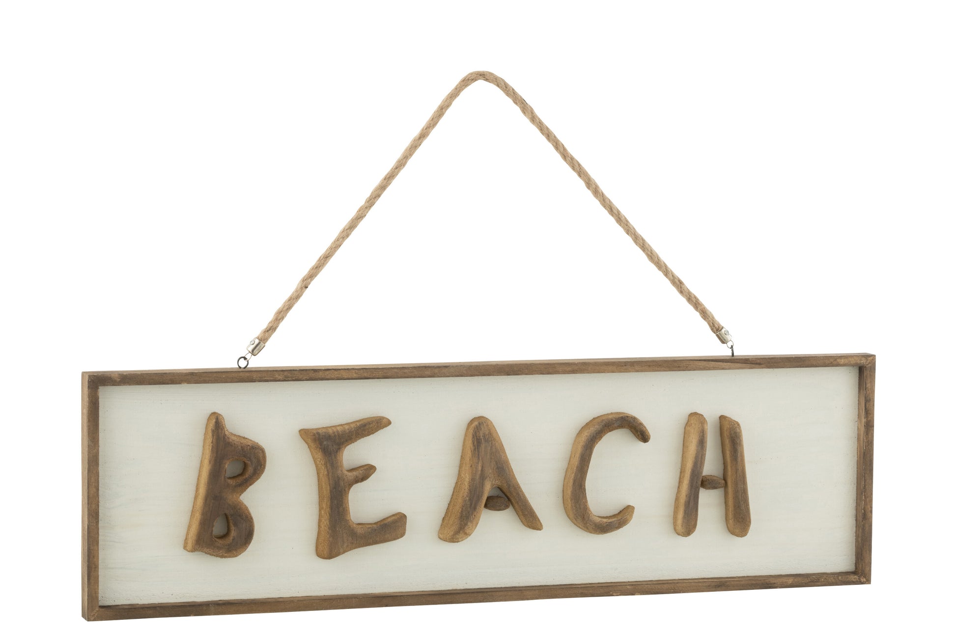 WALL DECORATION BEACH SIGN PAULOWNIA WOOD WHITE/NATURAL