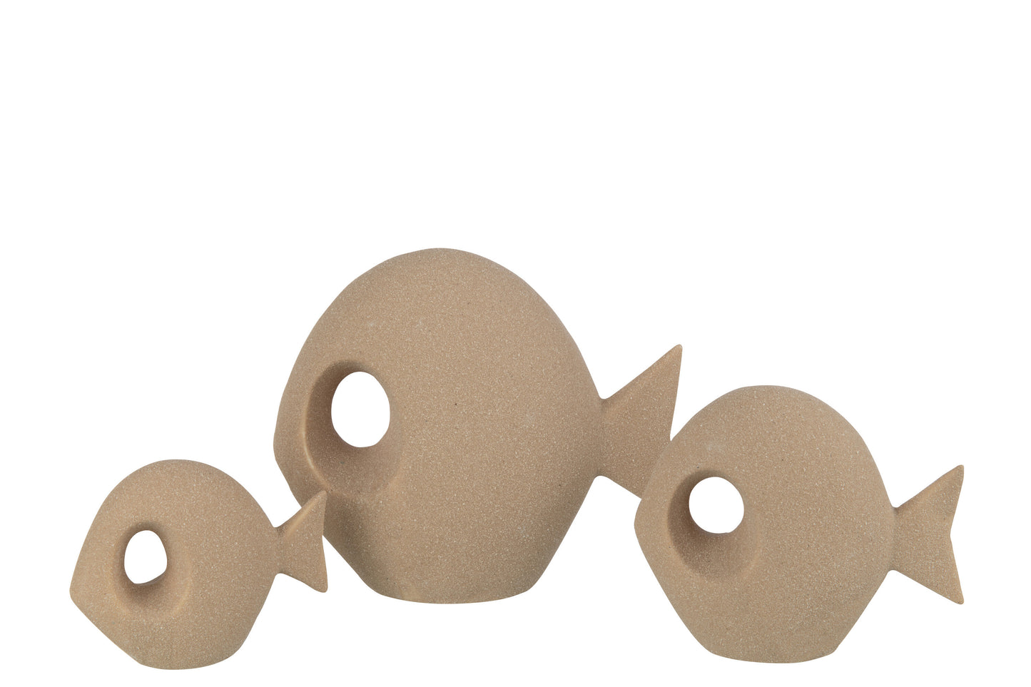 SET OF 3 FISH HOLE SAND GLAZE PORCELAIN BEIGE