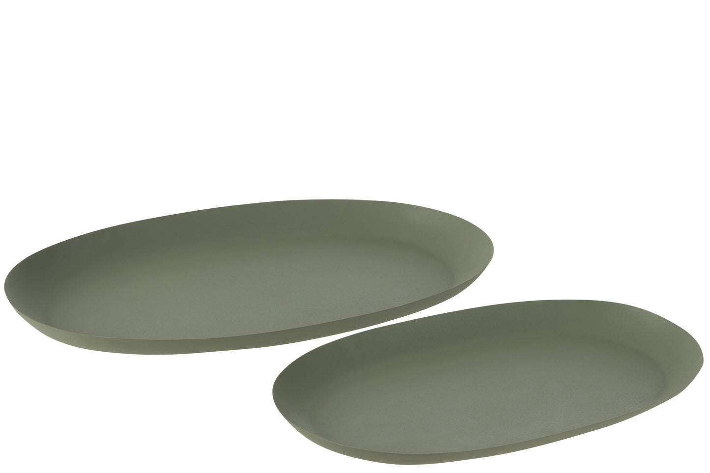 SET OF 2 PLATES OVAL IRON GREEN