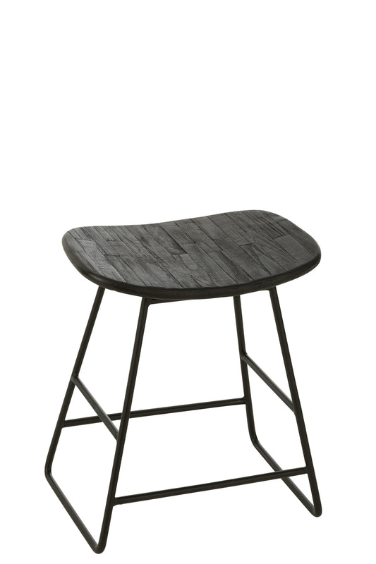 STOOL RECTANGULAR RECYCLE TEAK BLACK SMALL