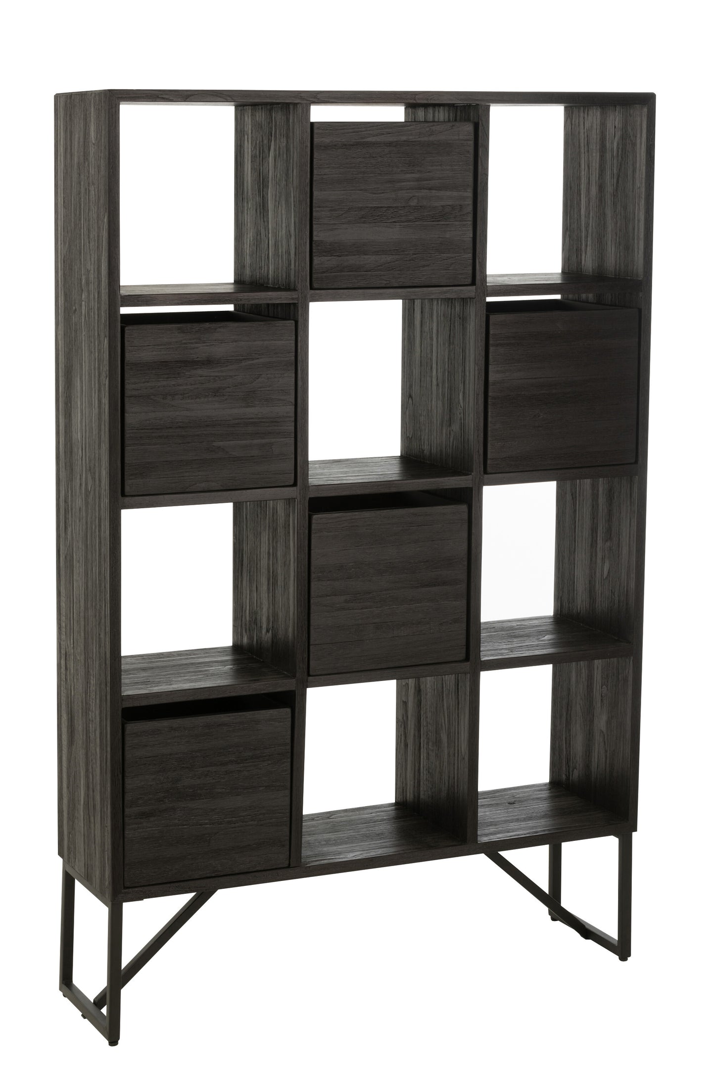 CABINET WITH DRAWERS RECYCLE TEAK BLACK