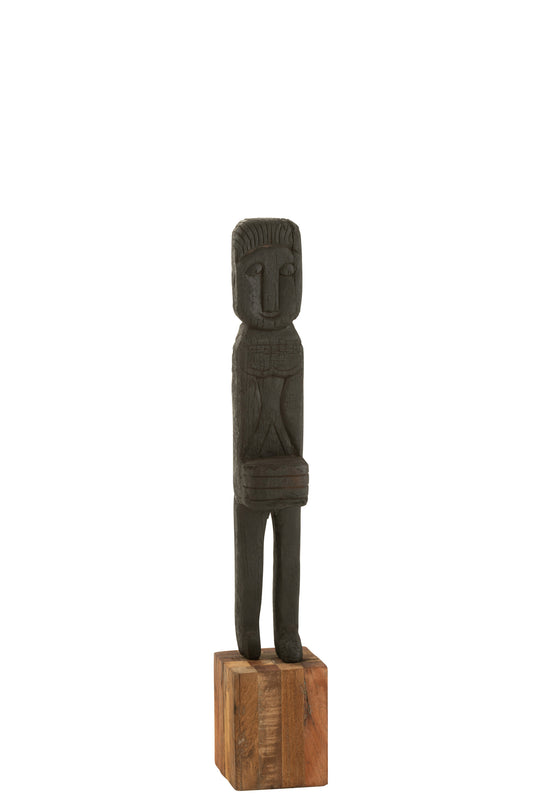 STATUE BORO RECYCLED WOOD BLACK/NATURAL