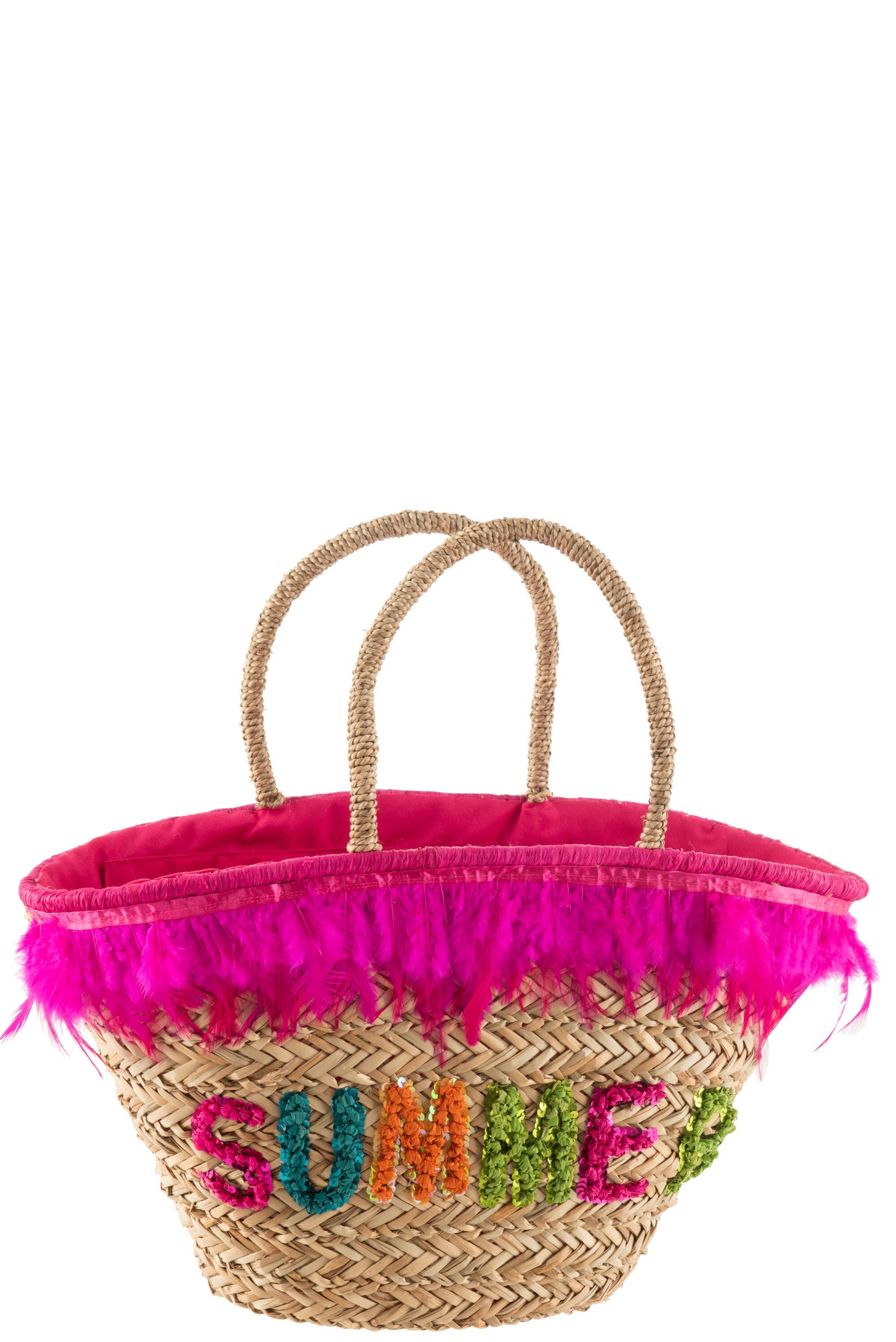 BEACH BAG REED SUMMER FUCHSIA