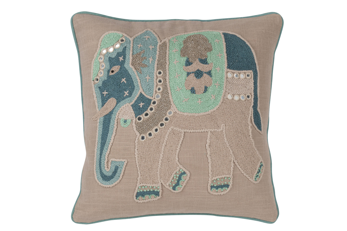 CUSHION ELEPHANT COTTON GREY/BLUE