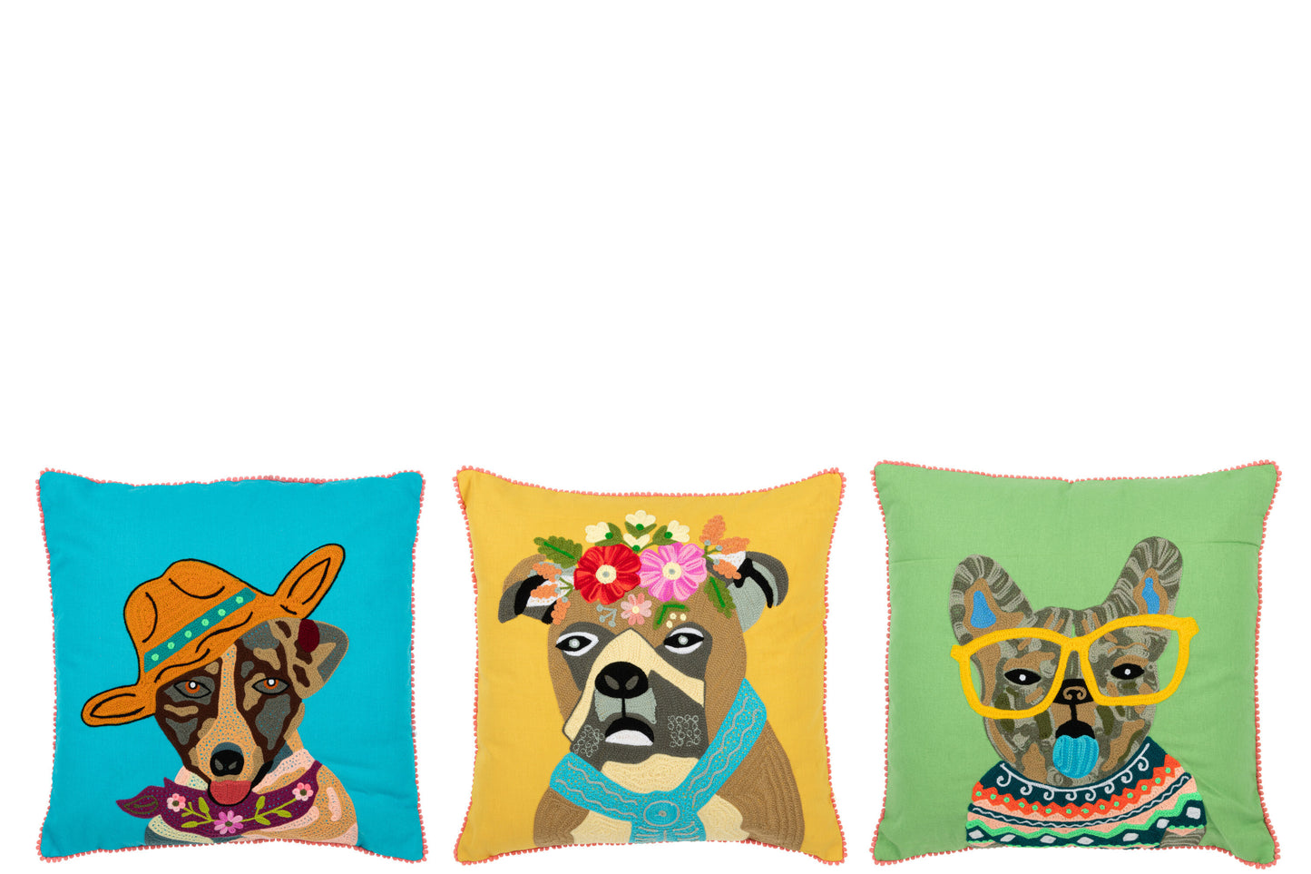 CUSHION DOG COTTON/POLYESTER MIX ASSORTMENT OF 3