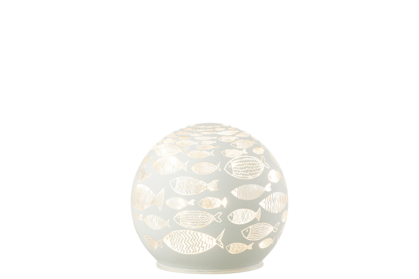 BALL DECO FISHES LED GLASS WHITE MEDIUM