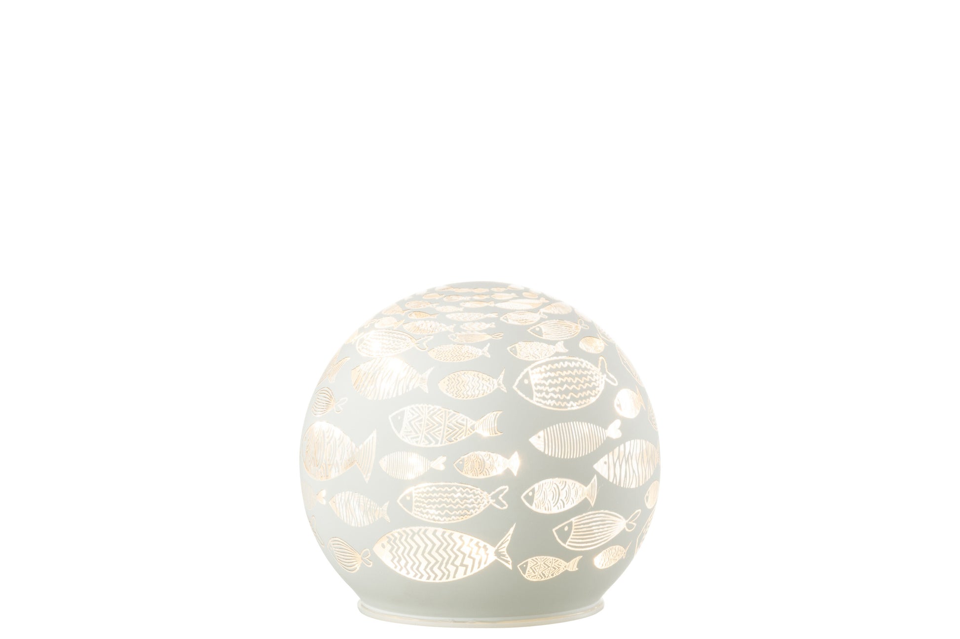 BALL DECO FISHES LED GLASS WHITE MEDIUM