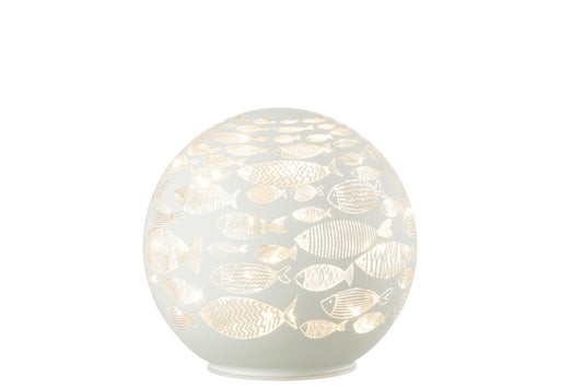 BALL DECO FISHES LED GLASS WHITE LARGE