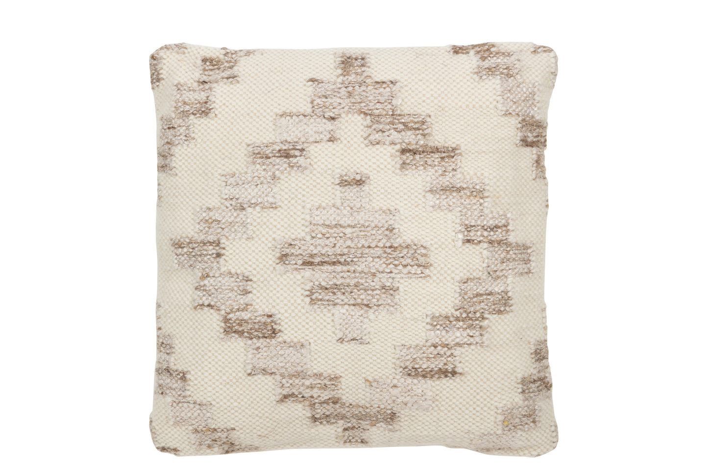 CUSHION ETHNIC SQUARES WOOL/COTTON CREAM/BEIGE