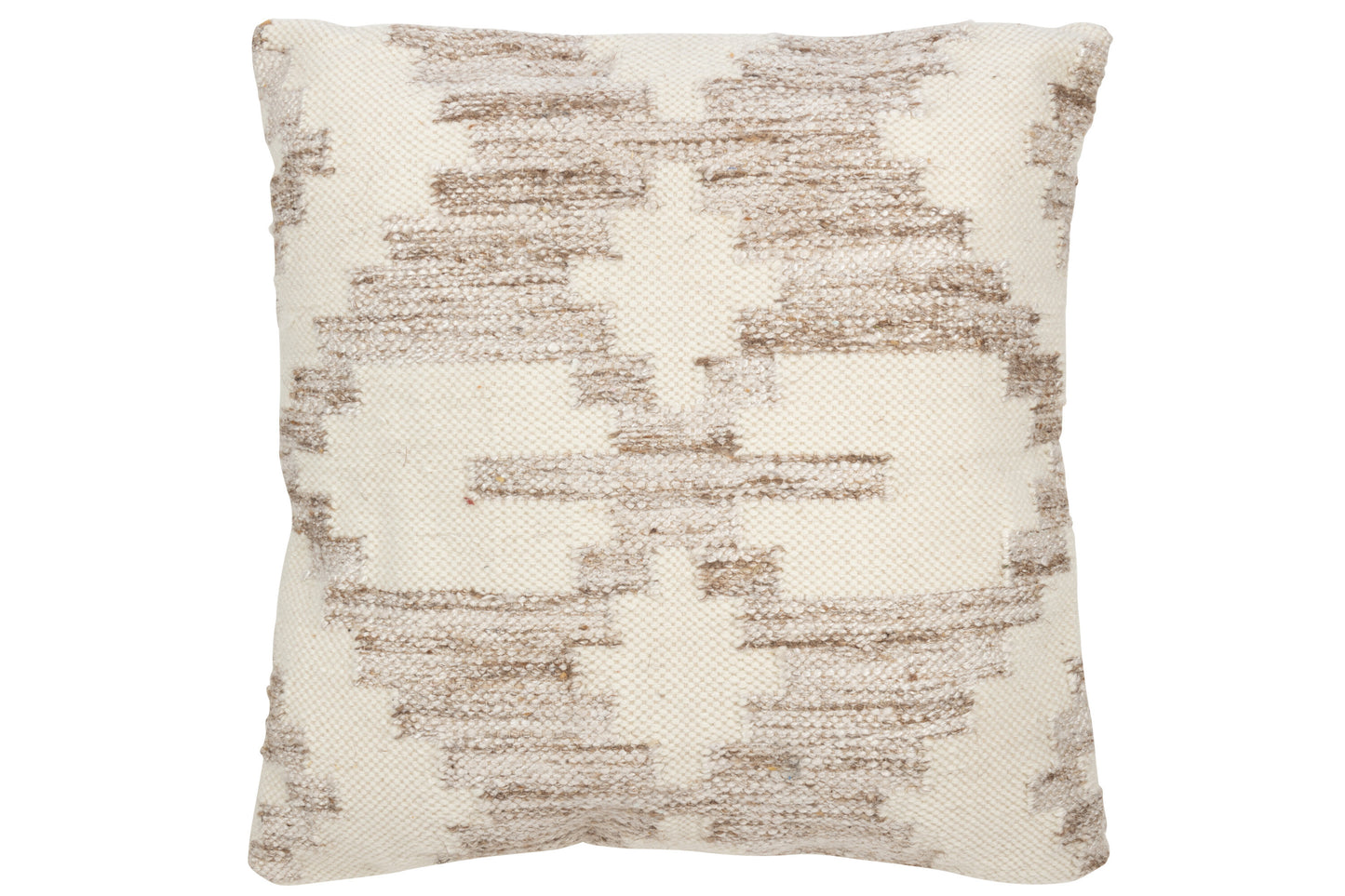 CUSHION ETHNIC CROSS WOOL/COTTON CREAM/BEIGE