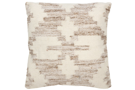 CUSHION ETHNIC CROSS WOOL/COTTON CREAM/BEIGE