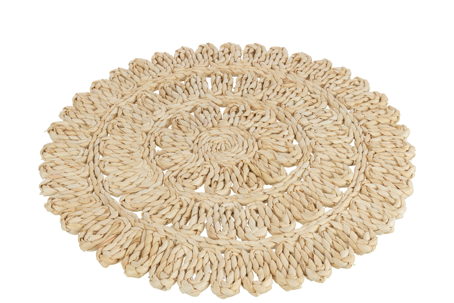 PLACEMAT ROUND FLOWER+CIRCLES CORN HUSK NATURAL