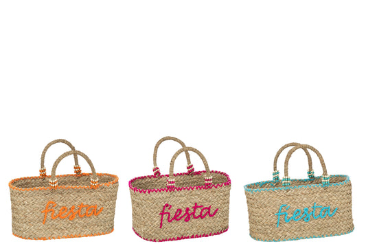 BEACH BAG FIESTA+BEADS SEAGRASS MIX ASSORTMENT OF 3