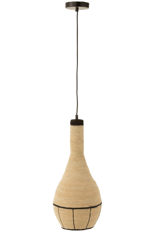 HANGING LAMP PEAR LINES SEAGRASS NATURAL/BLACK
