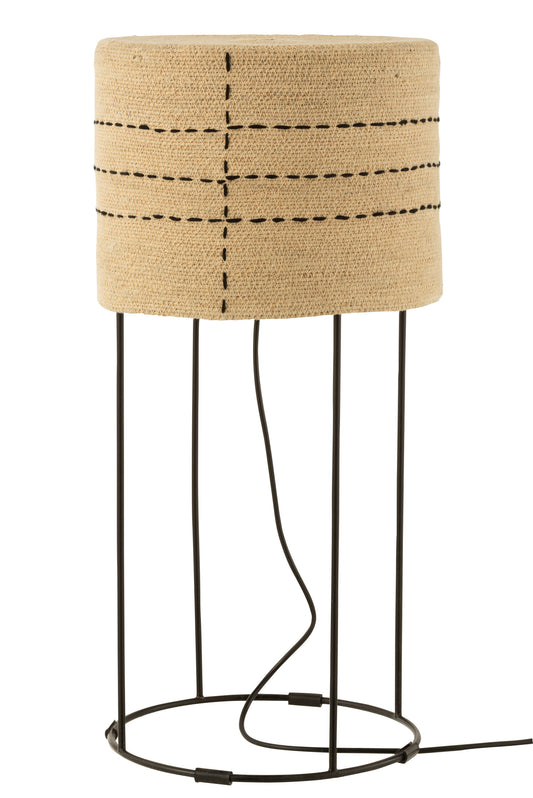 TABLE LAMP DOTTED LINES METAL FOOT SEAGRASS NATURAL/BLACK